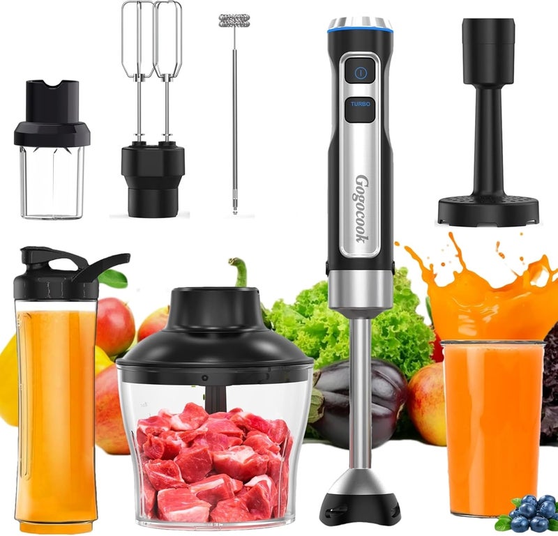 Gogocook خلاط غمر يدوي 8 في 1 خلاط كهربائي 1000 واط مع 21 سرعة ووضع توربو - Image 1